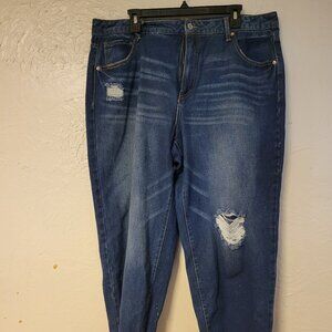 Womens 18 R Distressed Raw Hem Jeans